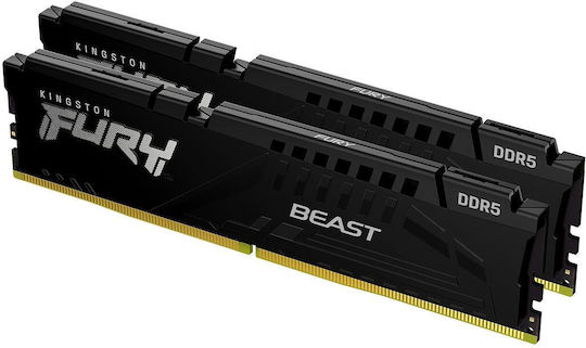Kingston FURY Beast 128GB DDR5 RAM cu 2 module (2x64GB) și Viteză 5600 pentru Desktop
