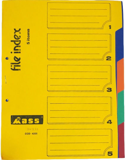 Bunte Trennblätter Grau A4 5 Fächer