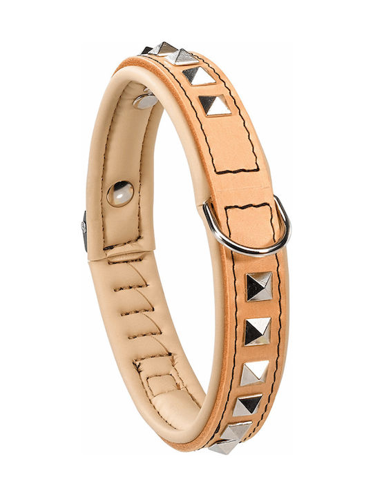 Ferplast Dog Collar Giotto Luxor C30/58 A 50-58cm B 30mm Beige Leather with Metal Pyramid-Shaped Decorations
