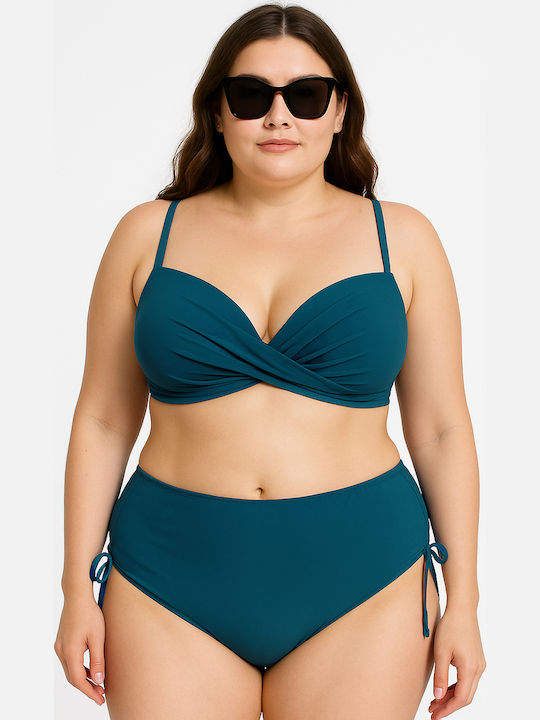Modern Ocean Set Bikini Ψηλόμεσο Πετρόλ