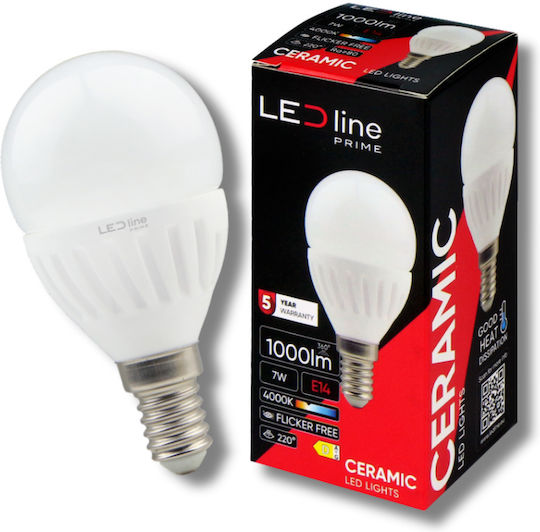 LED line LED-Lampe 7W für Fassung E14 und Form G45 Naturweiß 1000lm Dimmbar