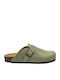 Leather Winter Women's Slippers Green