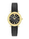 Versace Greca Women's Watch with Black Leather Strap