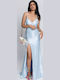 Summer Maxi Dress for Wedding and Christening Light Blue