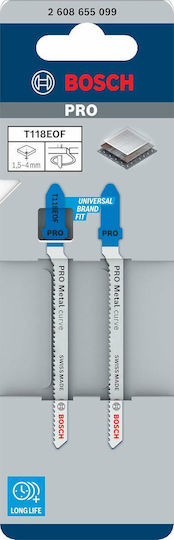 Bosch T-Shank Metal Curve Saw Blades T118eof 83 Mm 2 Pieces
