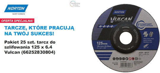 Norton Vulcan Grinding Disc 125mm X 6.4mm A30p Metal 25pcs