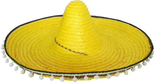 Pălărie Sombrero Mexicană din Paie Galbenă Diametru 65 cm