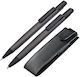 Set aus Stift & Bleistift Grau Luxusstoff Carbon Geschenkbox 16,7x4,5x2,5cm