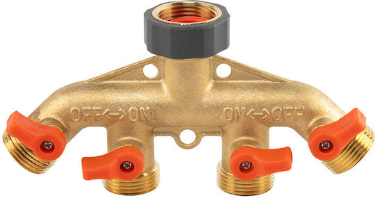 4-way Distributor Gw 3/4" X Gz 3/4" Brass Valves Brass Soft