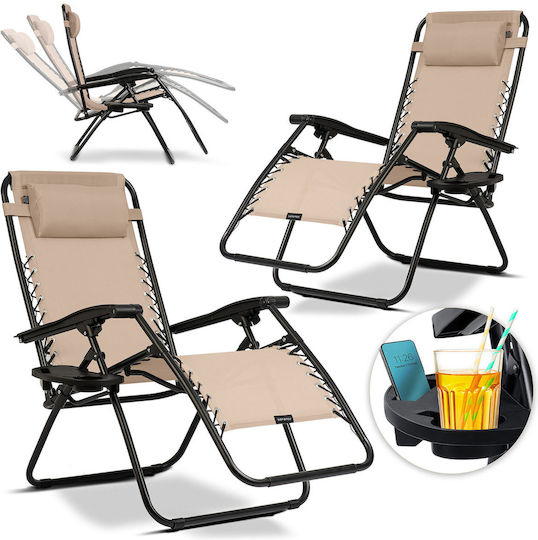 Sofotel Chillwell Klappbarer Gartenliegestuhl Auflagen-Set 2 Beige