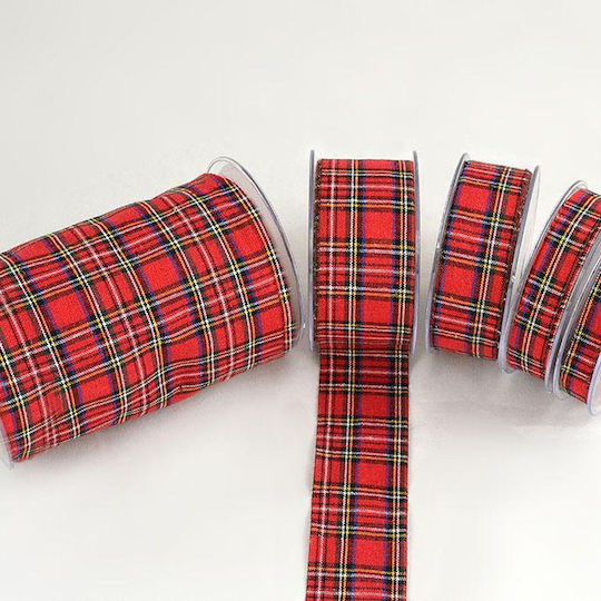 Christmas Polyester Ribbon Plural Checkered 1.3cm 2.3cm 3.5cm 5.2cm 14cm X 18m T5396