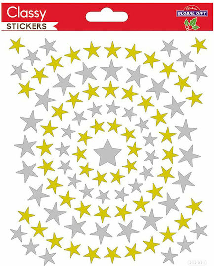 Classy Christmas Stickers Gold and Silver Stars 15x17cm 212021