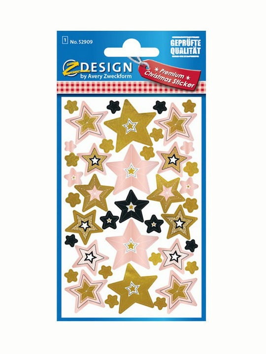 Kreative Aufkleber Etiketten Weihnachtssterne Gold Pink 52909