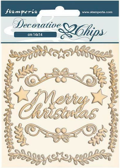 Dekorative Chipboard Rosa Weihnachtsrahmen 14x14cm Stamperia
