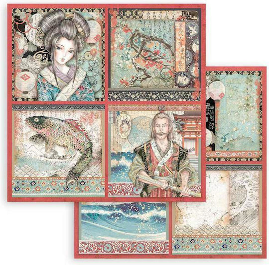 Beidseitiges Scrapbooking-Papier Sir Vagabond In Japan 4 Karten 30,5x30,5 cm Stamperia