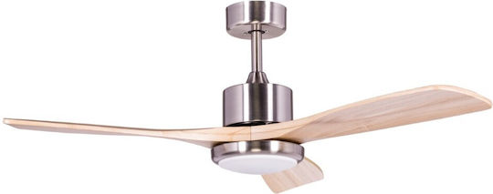 Morris Ventilator De Tavan 132cm Cu Lumină Maro / Argintiu