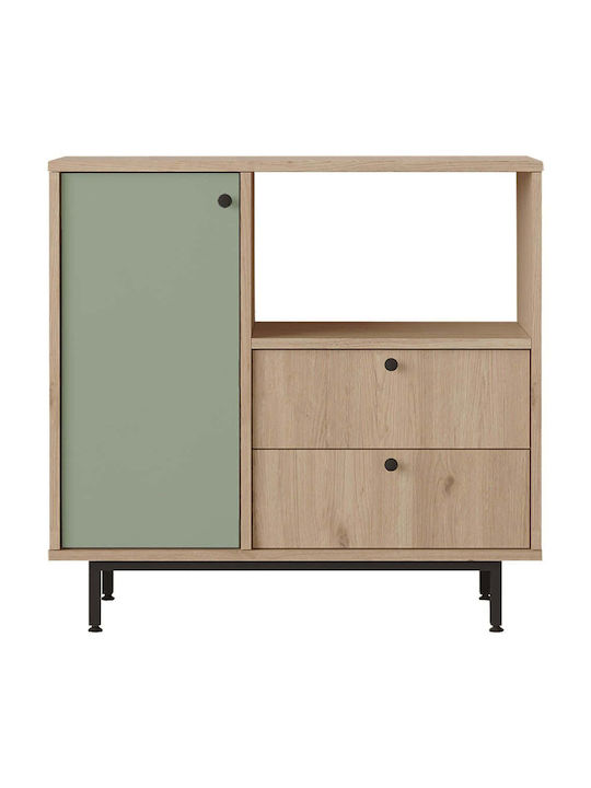Sideboard made of Wood & Metal Oak-green 88x35.5x85cm