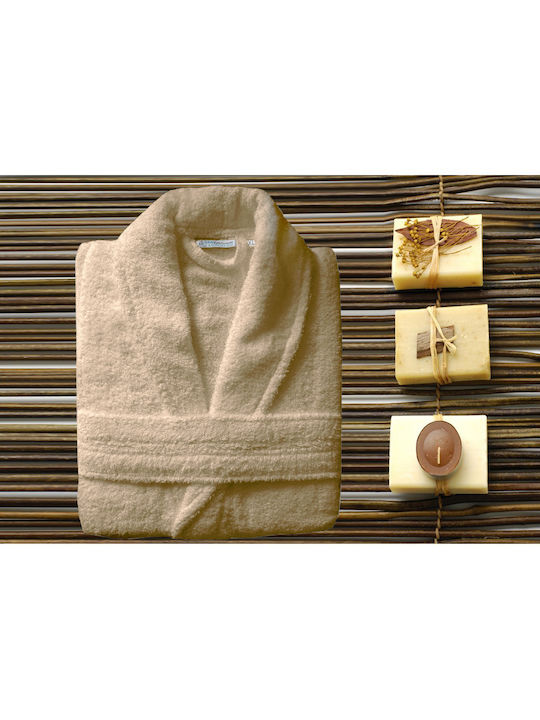 San Lorentzo Bademantel mit Kragen Beige 400gr/m²