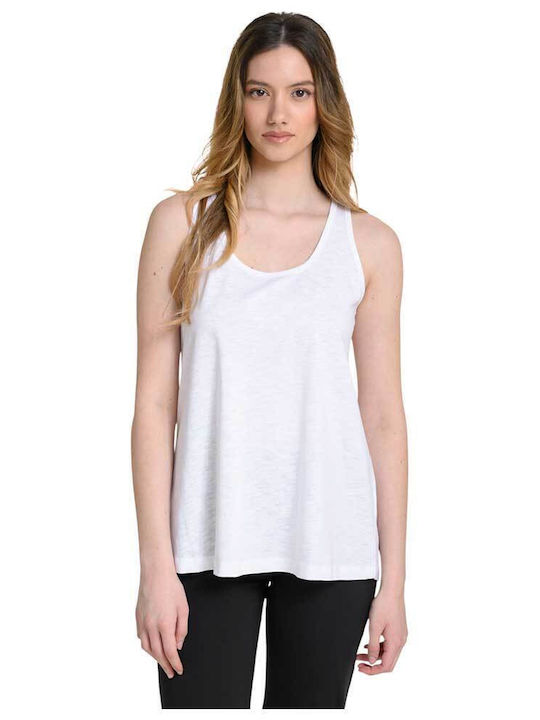 Γυναικείο Αθλητικό Crop Top Αμάνικο Λευκό