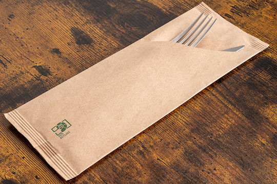 Havana Besteckhülle Unbedruckte Papier Schlanke Tasche 8,5x25cm Packung mit 500 Stück 32-hs1155 Paperq