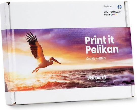 Pelikan B C M Y Compatible Toner for Laser Printer Brother LC970 Multicolour