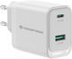 Conceptronic Charger Without Cable GaN with USB-A Port and USB-C Port 45W Power Delivery / Quick Charge 3.0 Whites (ALTHEA20W45)