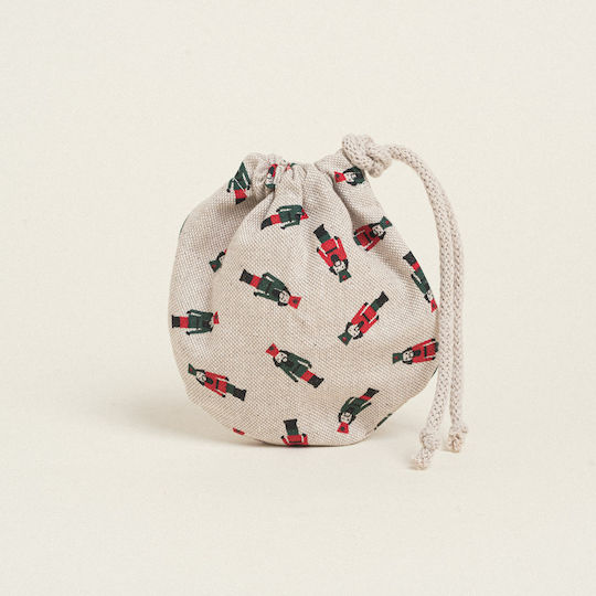 Beauty Home Fabric Christmas Pouch for Gift Beige 13x14cm