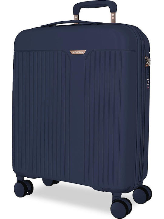Movom Cabin Travel Suitcase Navy Blue with 4 Wheels Height 55cm
