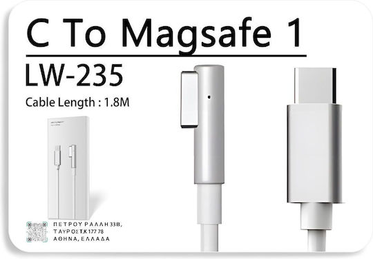 Leewello USB 2.0 Cable USB-C male - Magsafe 1/2 1.8m lw-235