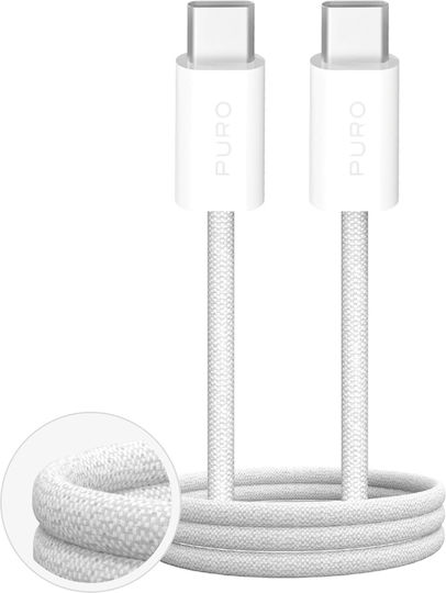 Puro Braided USB 2.0 Cable USB-C male - USB-C 100W Λευκό 1m