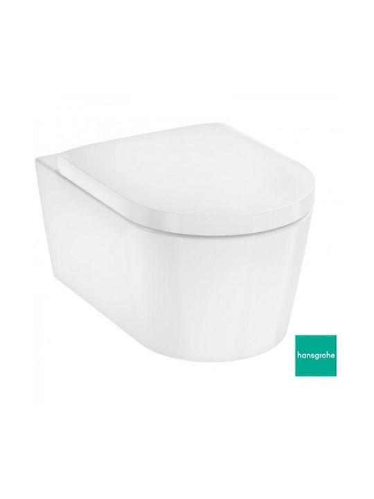 Hansgrohe Wall-Mounted Toilet Rimless with Cover Duroplast Soft Close White Hansgrohe Wall-Mounted Toilet Rimless with Cover Duroplast Soft Close White