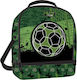 Diakakis School Insulated Shoulder Lunch Bag 7lt Green Football 22 x 16 x 28cm