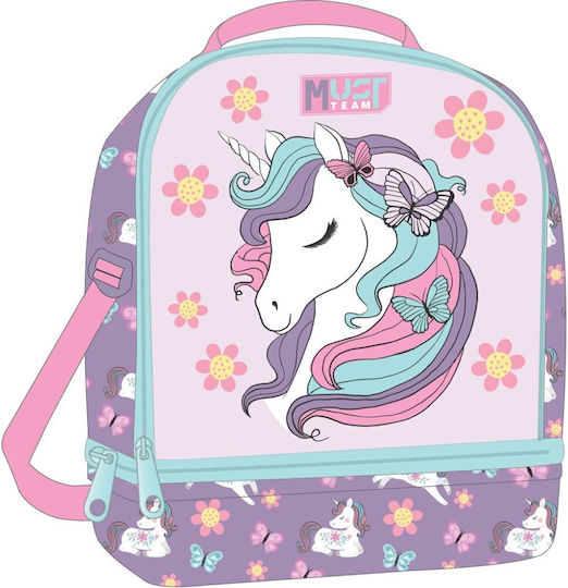 Diakakis School Insulated Shoulder Lunch Bag 7 Litre Purple Unicorns 22x16x28cm