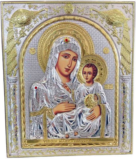 Silver Icon Van-m50xd 21x24cm Panagia of Jerusalem Local Gilding