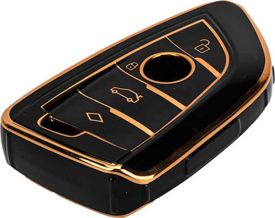 Husă de protecție premium pentru cheie BMW, material TPU de înaltă calitate, compatibilă cu X1 X2 X3 X6 X5 Seria 3, 5, 6, 7, 8 Seria F G 2015-2022, negru auriu, Luvlu