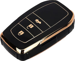 Premium Protective Case Toyota Key High-quality Tpu Material Compatible Toyota Yaris Cross Highlander Hilux Camry Land Cruiser C-hr Corolla Rav4 3 Buttons Black Gold Luvlu