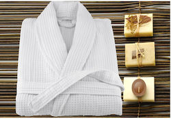 Piqué Collar Bathrobe White Extra Large