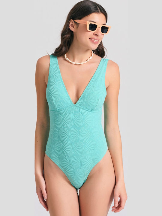 Funky Buddha One-Piece Swimsuit Aqua Blue