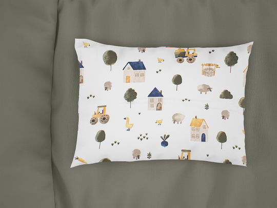 Dimcol Kids Cotton Pillowcase 50x70cm White-green