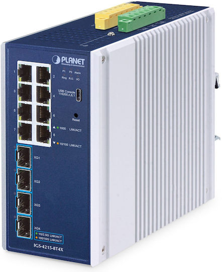 Planet Technology IGS-4215-8T4X Verwaltet L2 Switch mit 8 Ports Gigabit (1Gbps) Ethernet