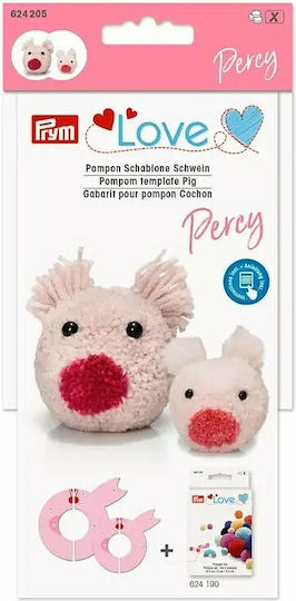 Percy Pig Pompon-Macher Werkzeug - Paket Enthält 1 Große Schablone, 1 Kleine, Augen oder Nasen, 2 Prym Love 624205 Tierfiguren - Erstellen Sie Ihr Lieblingstier (Pompon-Gerät Code 624190 Erforderlich, Separat Erhältlich)