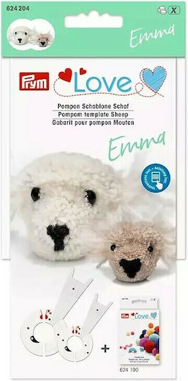 Emma Schaf Pompon-Herstellungswerkzeug - Paket enthält 1 große Schablone, 1 kleine, Augen oder Nasen, 2 Prym Love 624204 Tiere - Machen Sie Ihr Lieblingstier (Pompon-Hersteller Gerät Code 624190 erforderlich, separat erhältlich)