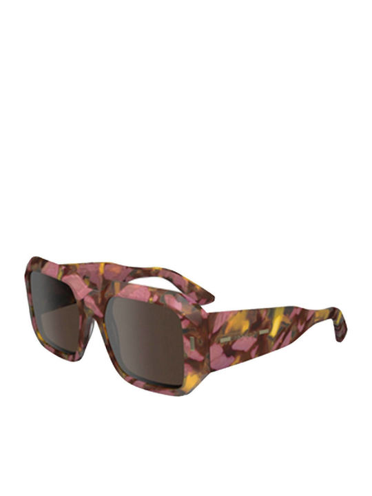 Calvin Klein Women's Sunglasses with Brown Horn-Rimmed Frame