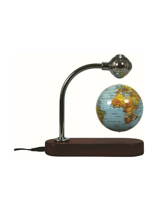 Blue Floating Globe with Brown Base 18cm