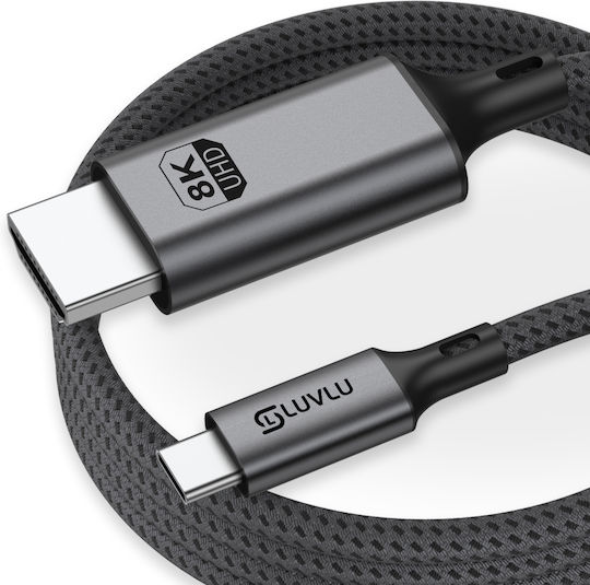 Luvlu Cablu Usb C la Hdmi Uhd 8k@60hz 4k@240hz Hdr 3d Hdcp Viteză 48gbps Dublu Împletit Compatibil Thunderbolt 4 Iphone 16 Pro Max Macbook Pro Air Galaxy S22 S23 Ipad Imac Lungime 1.8m