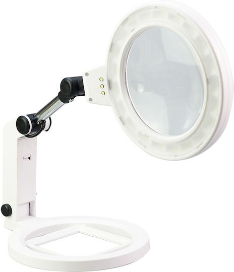Lampă cu lupă, lentilă de 138mm, 3 LED-uri & inel cu 21 LED-uri