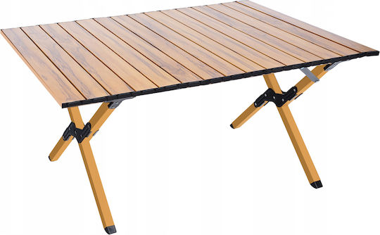 Camping Table Quick Folding System Metal Frame 90x60x44cm Brown