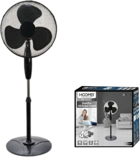 Hoomei Ανεμιστήρας Ορθοστάτης 45W Διαμέτρου 40cm Μαύρος