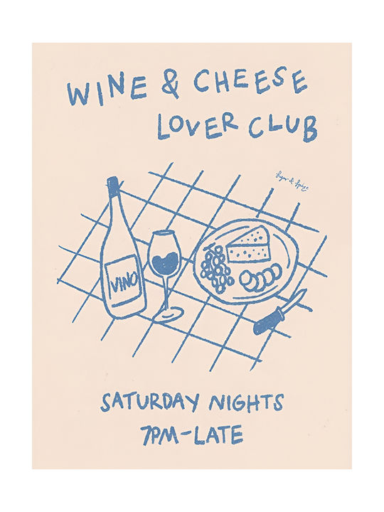 Poster Cheese & Wine Lovers Club Pst25306 21cm X 30cm