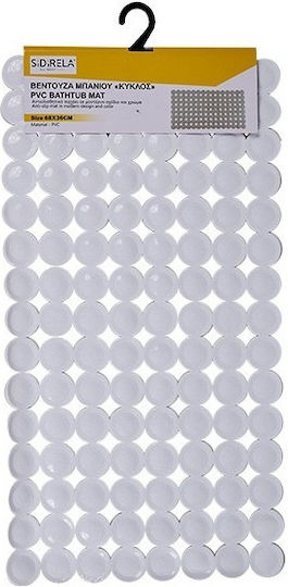 Sidirela Kreise Rutschfeste Badematte mit Saugnäpfen Weiß 36x38εκ.